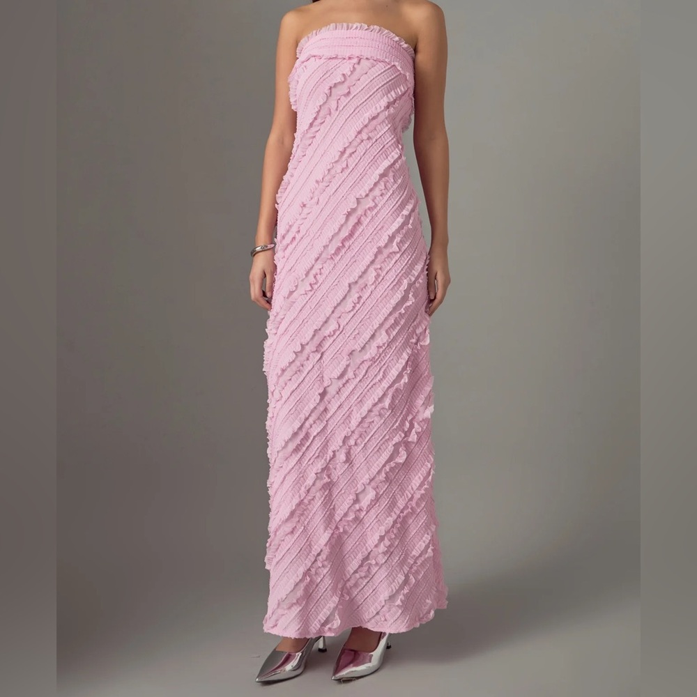 Endless Rose Strapless Textured Pink Maxi Dress